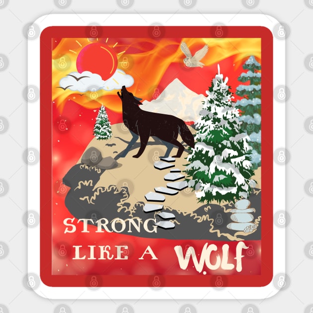 strong like a wolf Sticker by HM design5
